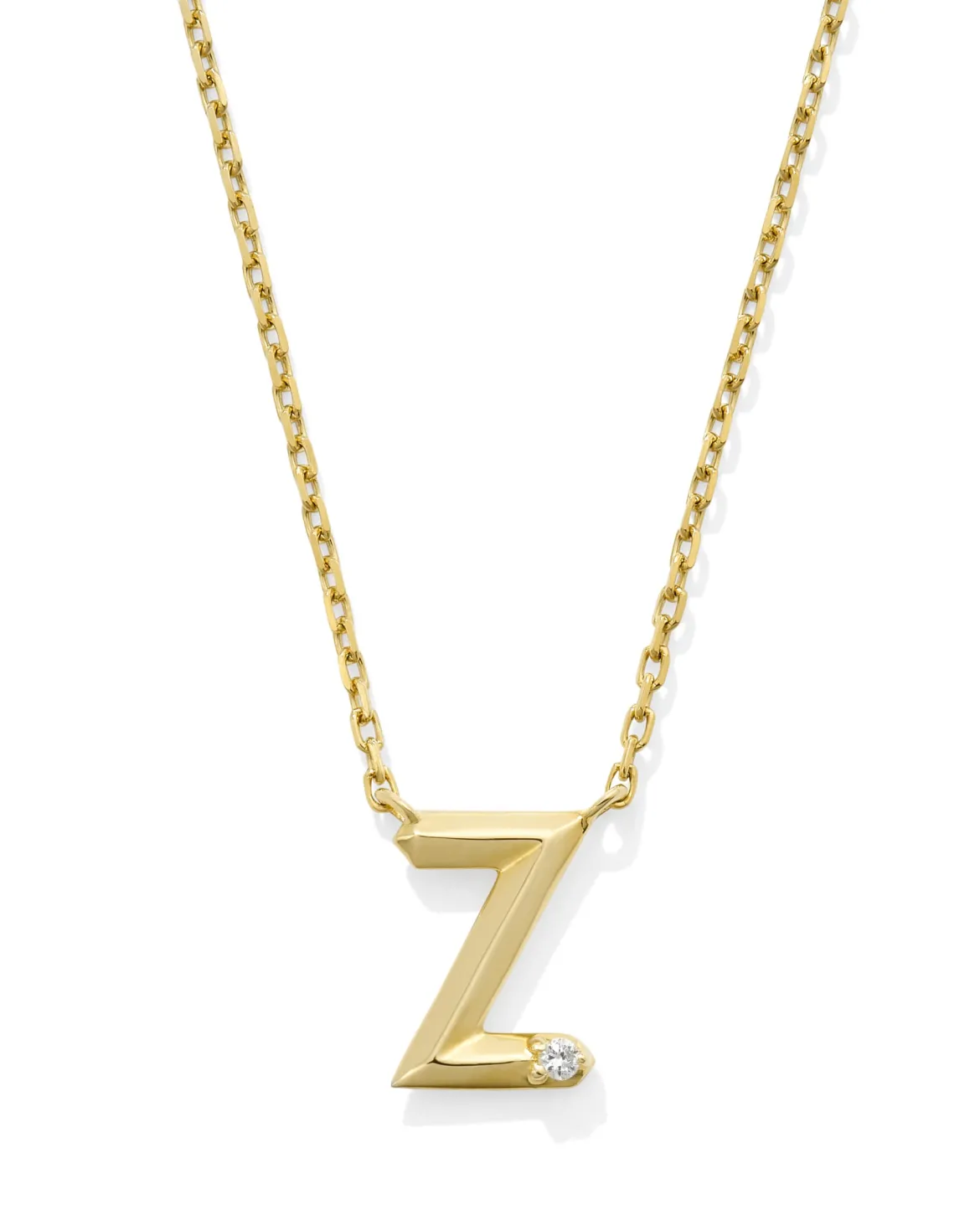 Diamond Accent Letter Z 14k Yellow Gold Pendant Necklace in White Diamond