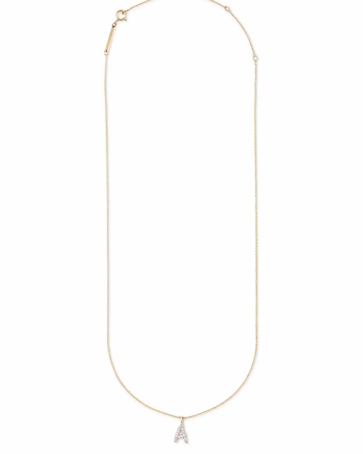 Diamond Letter A Pendant Necklace in 14k Yellow Gold