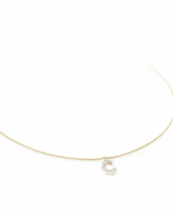 Diamond Letter C Pendant Necklace in 14k Yellow Gold