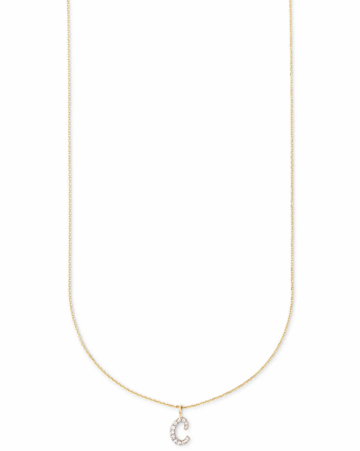 Diamond Letter C Pendant Necklace in 14k Yellow Gold