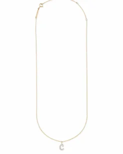Diamond Letter C Pendant Necklace in 14k Yellow Gold
