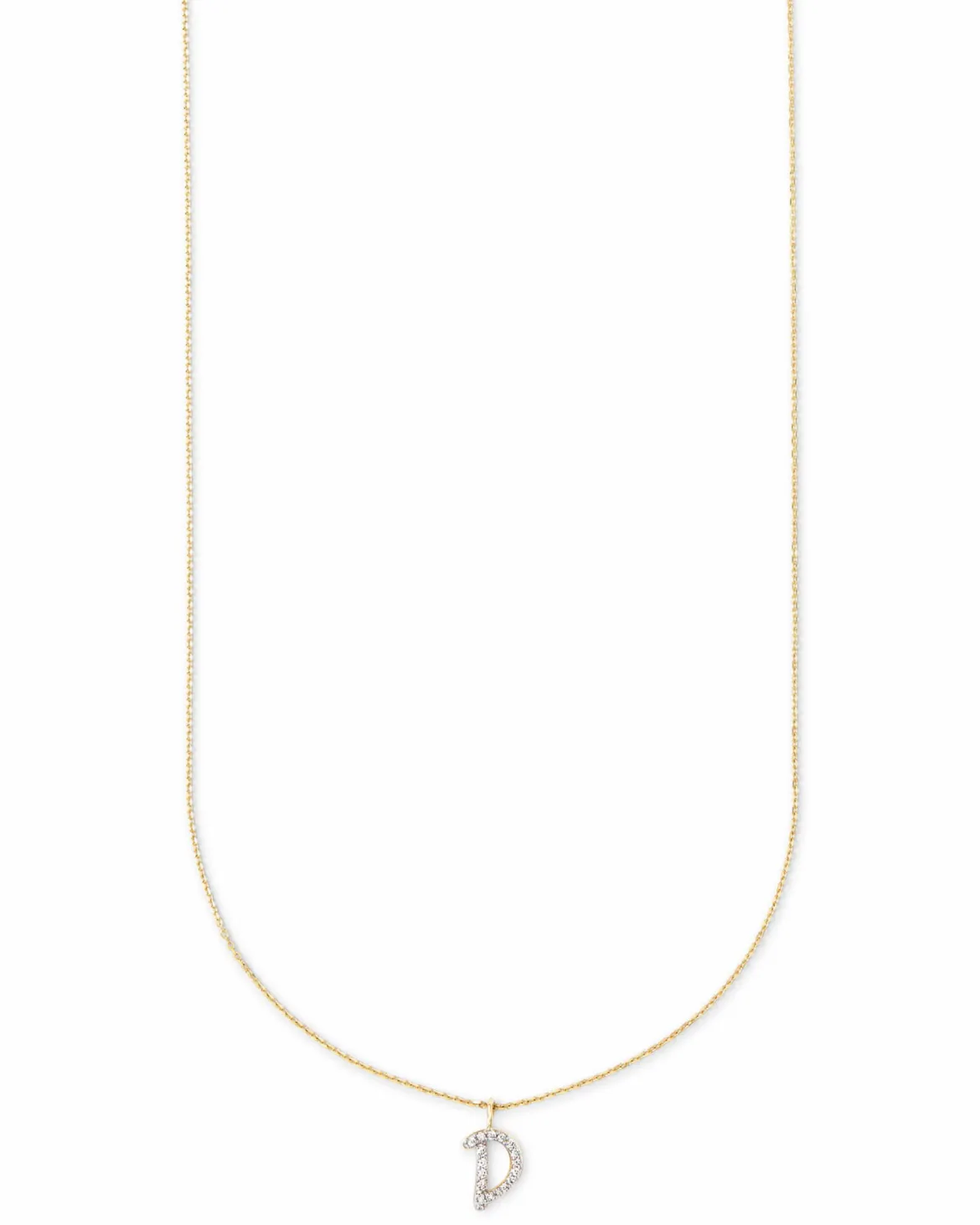 Diamond Letter D Pendant Necklace in 14k Yellow Gold