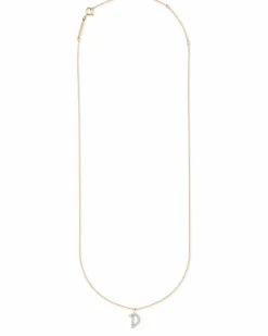 Diamond Letter D Pendant Necklace in 14k Yellow Gold