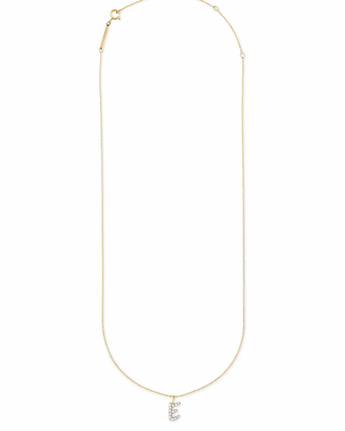 Diamond Letter E Pendant Necklace in 14k Yellow Gold