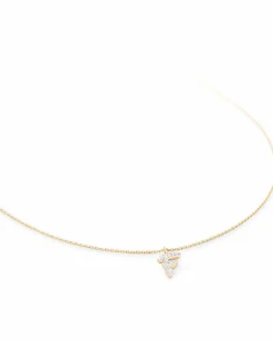 Diamond Letter F Pendant Necklace in 14k Yellow Gold