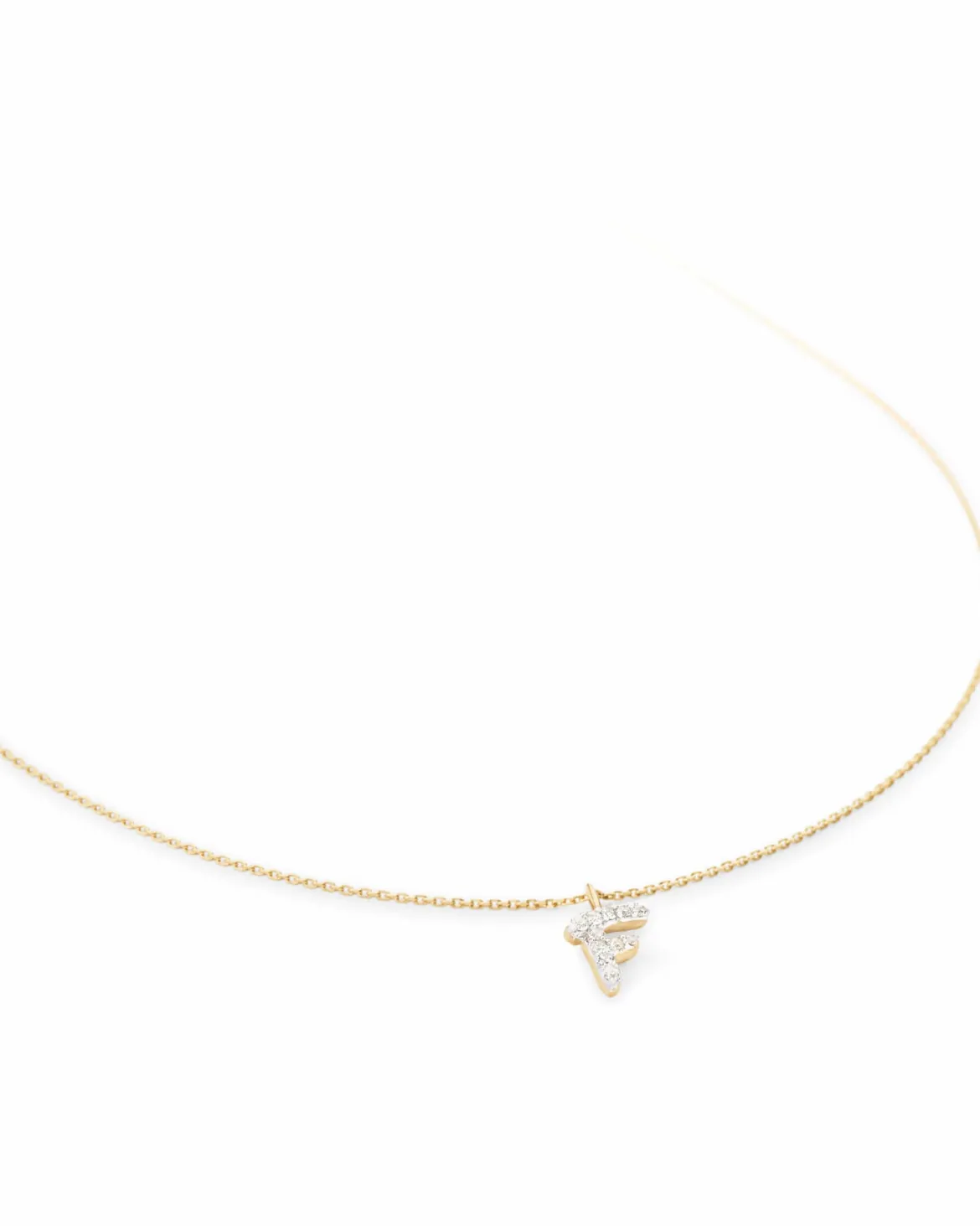 Diamond Letter F Pendant Necklace in 14k Yellow Gold