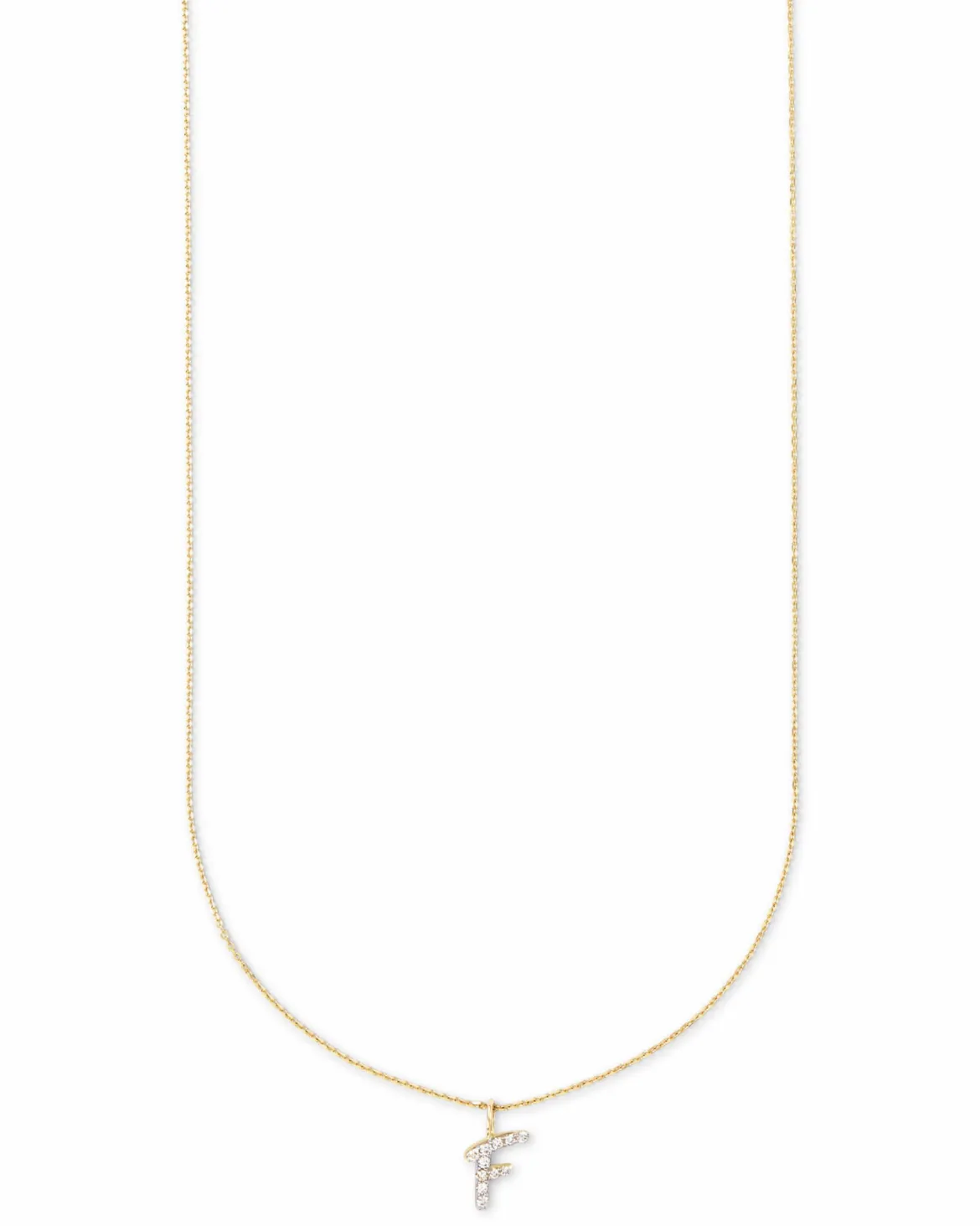 Diamond Letter F Pendant Necklace in 14k Yellow Gold