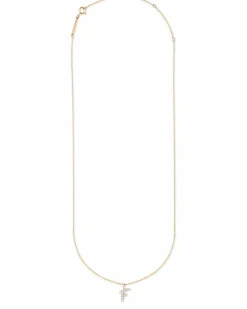 Diamond Letter F Pendant Necklace in 14k Yellow Gold