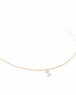 Diamond Letter I Pendant Necklace in 14k Yellow Gold