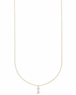 Diamond Letter I Pendant Necklace in 14k Yellow Gold