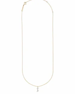 Diamond Letter I Pendant Necklace in 14k Yellow Gold