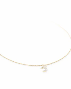 Diamond Letter J Pendant Necklace in 14k Yellow Gold