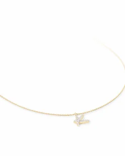 Diamond Letter K Pendant Necklace in 14k Yellow Gold
