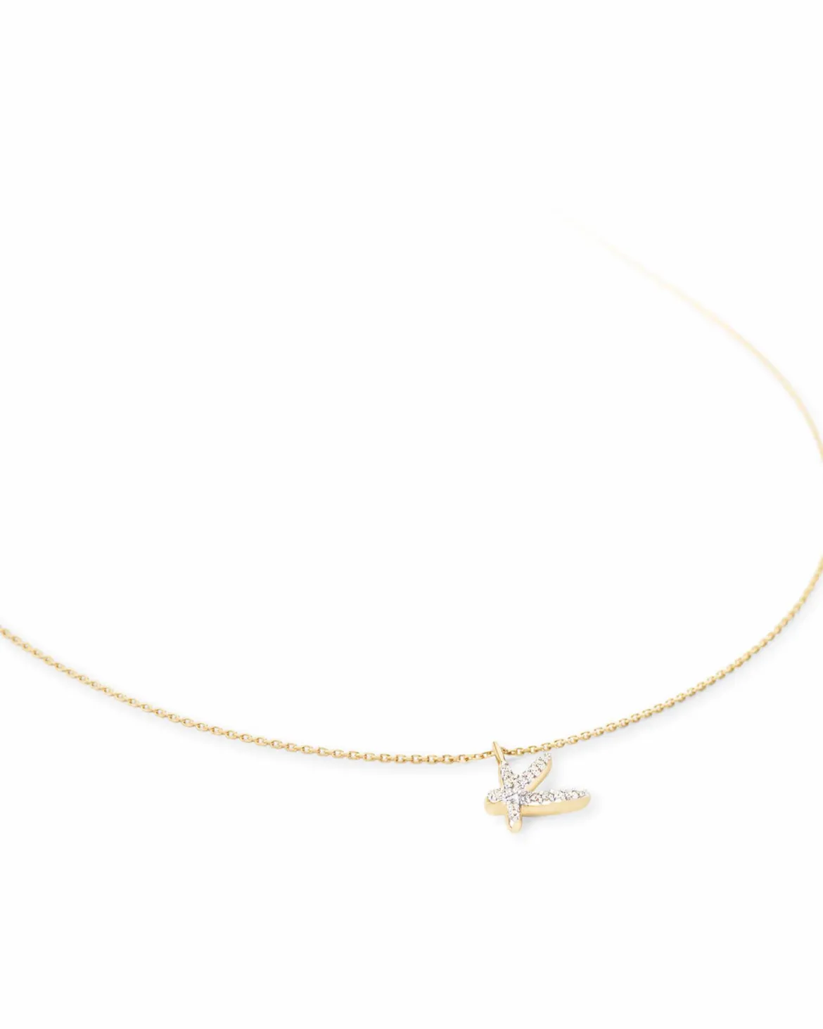 Diamond Letter K Pendant Necklace in 14k Yellow Gold