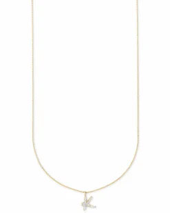 Diamond Letter K Pendant Necklace in 14k Yellow Gold