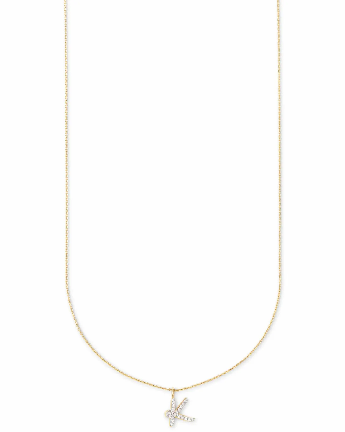 Diamond Letter K Pendant Necklace in 14k Yellow Gold
