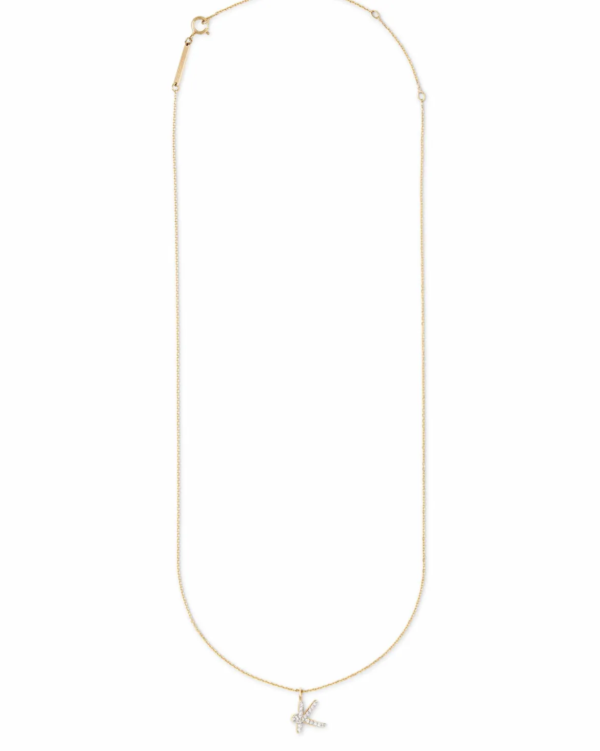 Diamond Letter K Pendant Necklace in 14k Yellow Gold