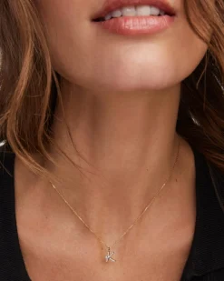 Diamond Letter K Pendant Necklace in 14k Yellow Gold