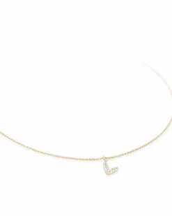Diamond Letter L Pendant Necklace in 14k Yellow Gold
