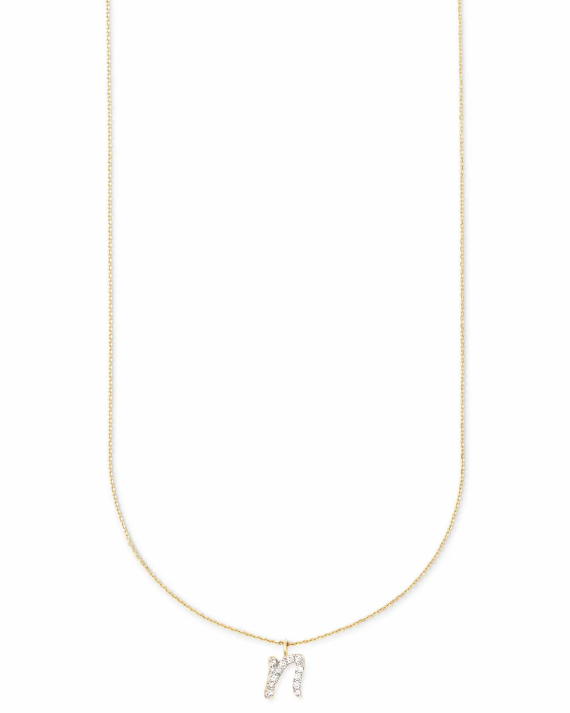 Diamond Letter N Pendant Necklace in 14k Yellow Gold