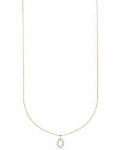 Diamond Letter O Pendant Necklace in 14k Yellow Gold