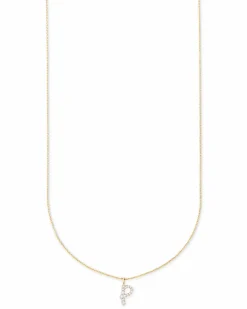 Diamond Letter P Pendant Necklace in 14k Yellow Gold
