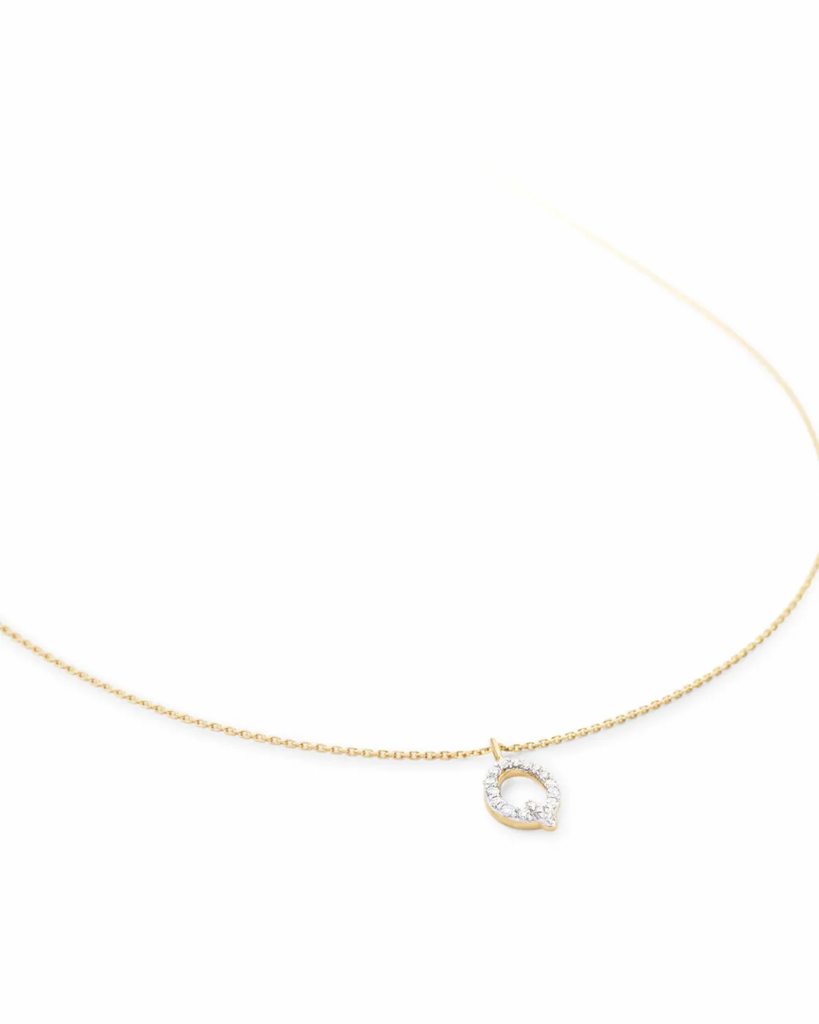 Diamond Letter Q Pendant Necklace in 14k Yellow Gold