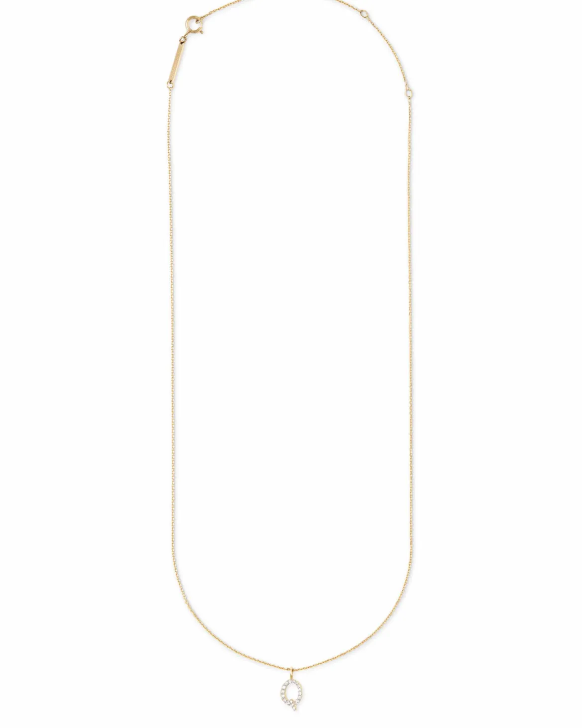 Diamond Letter Q Pendant Necklace in 14k Yellow Gold