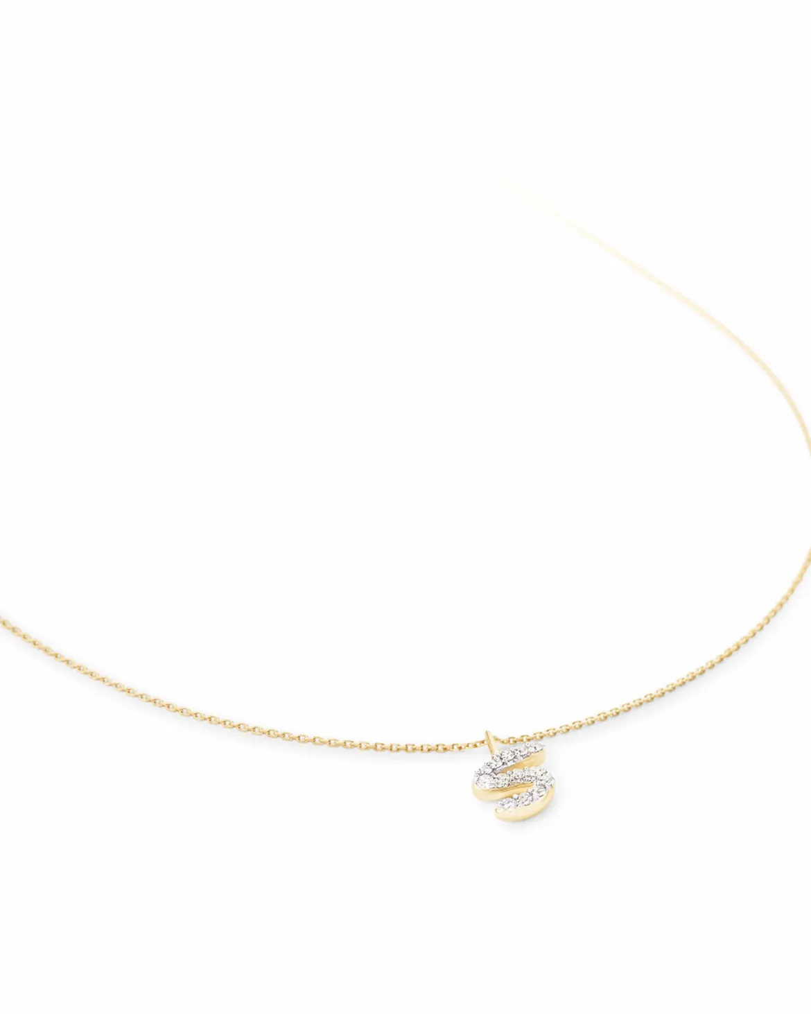 Diamond Letter S Pendant Necklace in 14k Yellow Gold