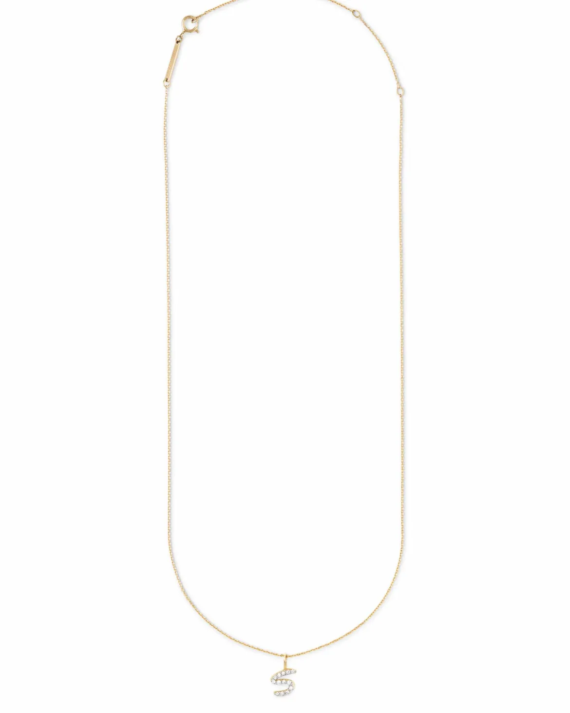 Diamond Letter S Pendant Necklace in 14k Yellow Gold