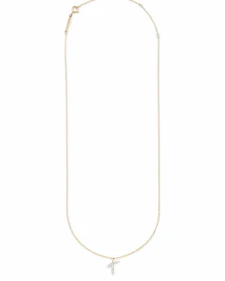 Diamond Letter T Pendant Necklace in 14k Yellow Gold