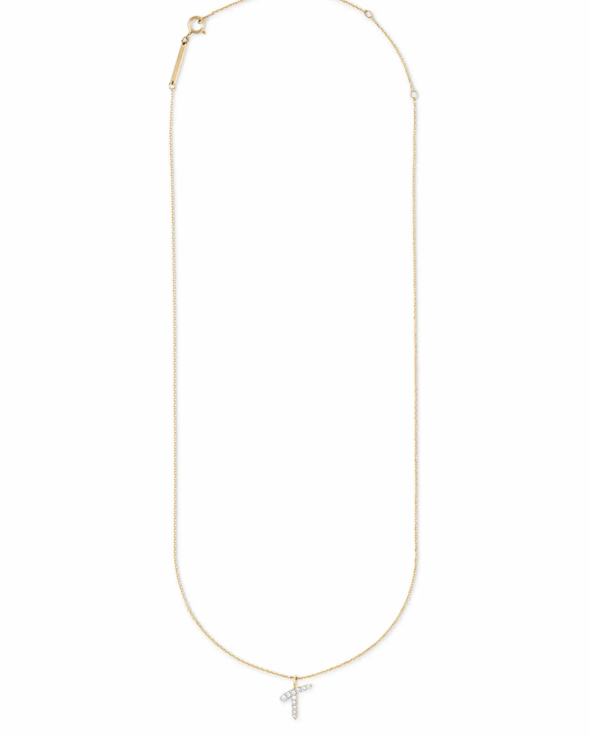 Diamond Letter T Pendant Necklace in 14k Yellow Gold