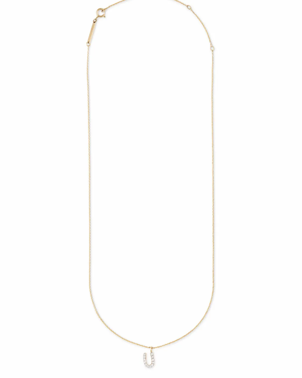 Diamond Letter U Pendant Necklace in 14k Yellow Gold