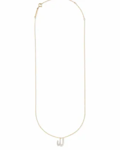 Diamond Letter W Pendant Necklace in 14k Yellow Gold