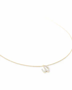 Diamond Letter W Pendant Necklace in 14k Yellow Gold