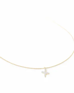 Diamond Letter X Pendant Necklace in 14k Yellow Gold
