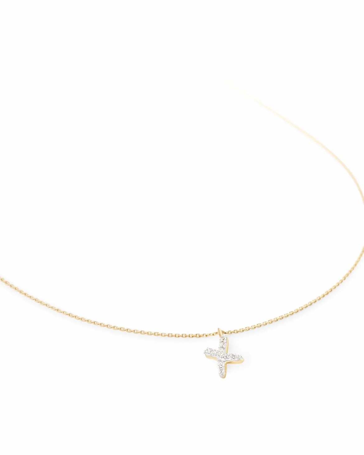 Diamond Letter X Pendant Necklace in 14k Yellow Gold