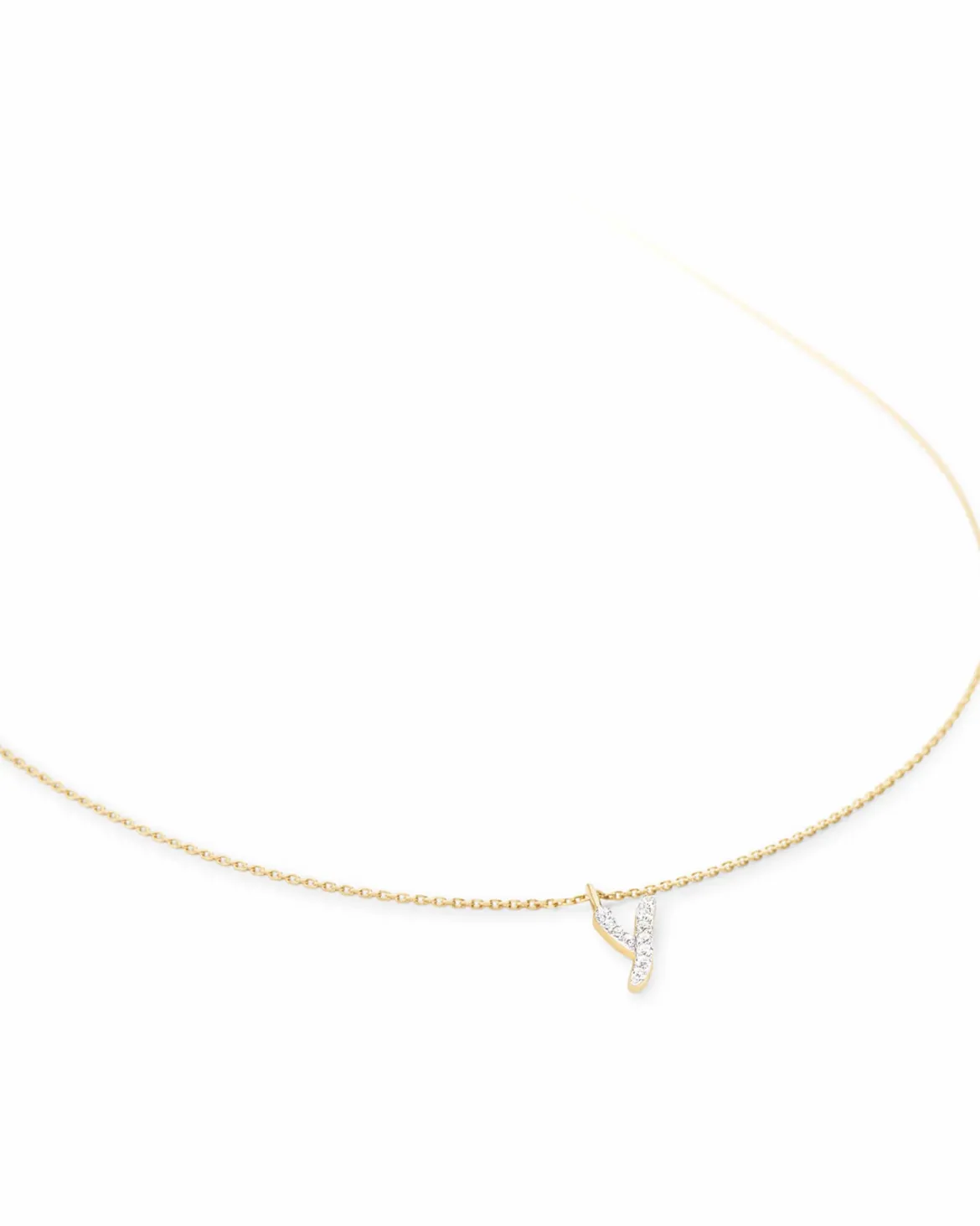 Diamond Letter Y Pendant Necklace in 14k Yellow Gold