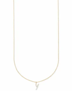 Diamond Letter Y Pendant Necklace in 14k Yellow Gold