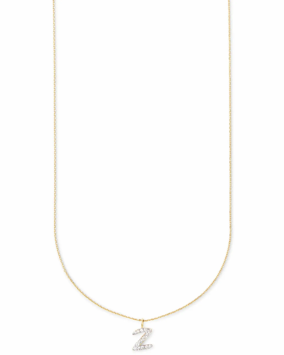 Diamond Letter Z Pendant Necklace in 14k Yellow Gold