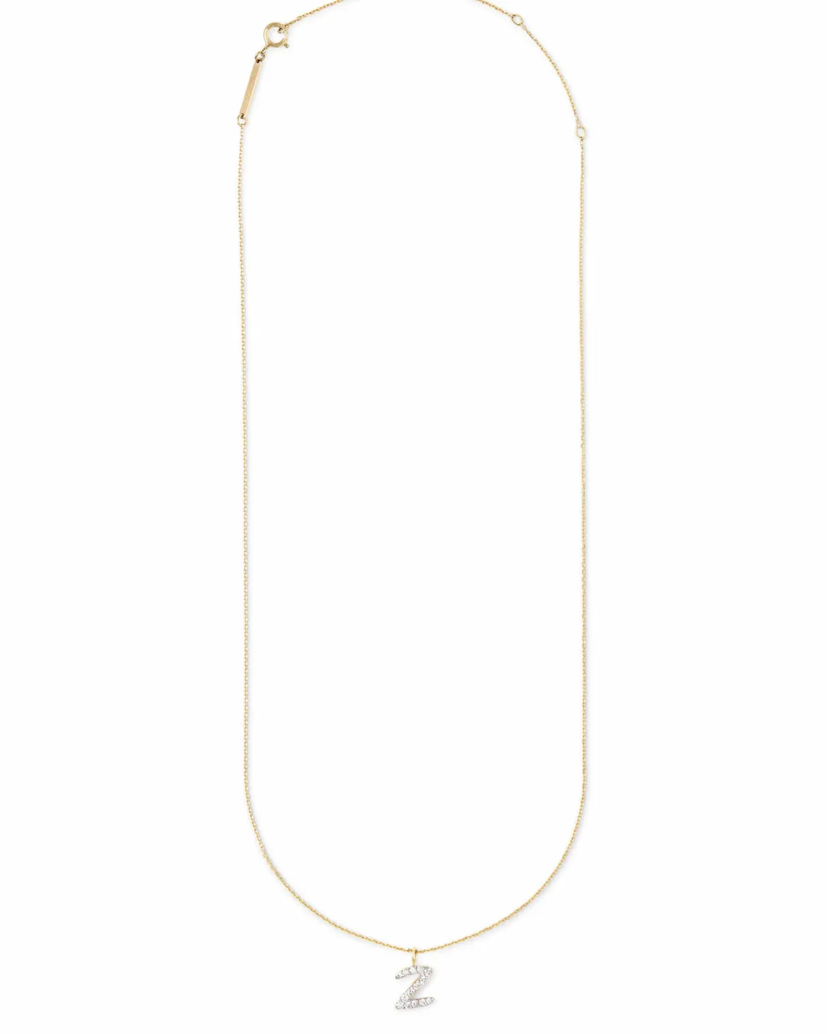Diamond Letter Z Pendant Necklace in 14k Yellow Gold