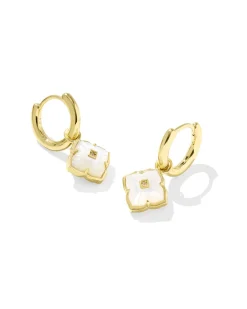 Dira 18k Gold Vermeil Carved Stone Huggie Earrings