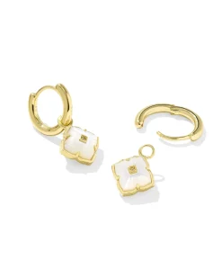 Dira 18k Gold Vermeil Carved Stone Huggie Earrings