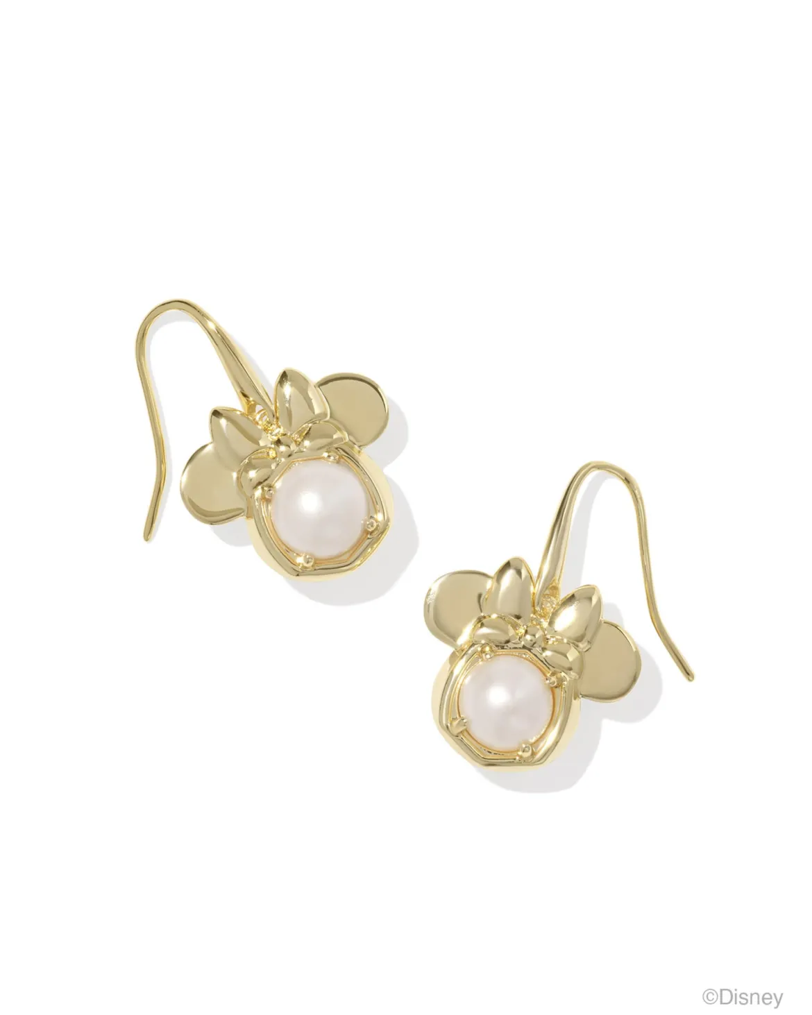 Disney | Kendra Scott Gold Minnie Mouse Drop Earrings in Freshwater Cultured Pearl