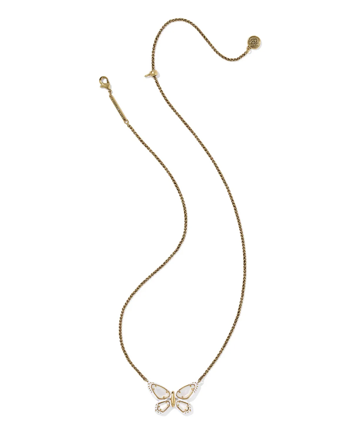 Dolly Parton x Kendra Scott Enamel Butterfly Vintage Gold Short Pendant Necklace
