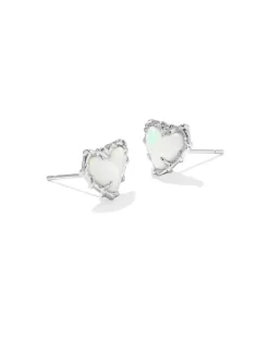 Dolly Parton x Kendra Scott Patchwork Ari Heart Silver Stud Earrings