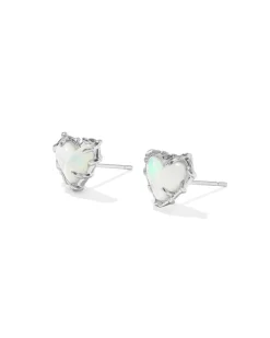 Dolly Parton x Kendra Scott Patchwork Ari Heart Silver Stud Earrings