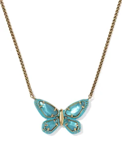 Dolly Parton x Kendra Scott Enamel Butterfly Vintage Gold Short Pendant Necklace