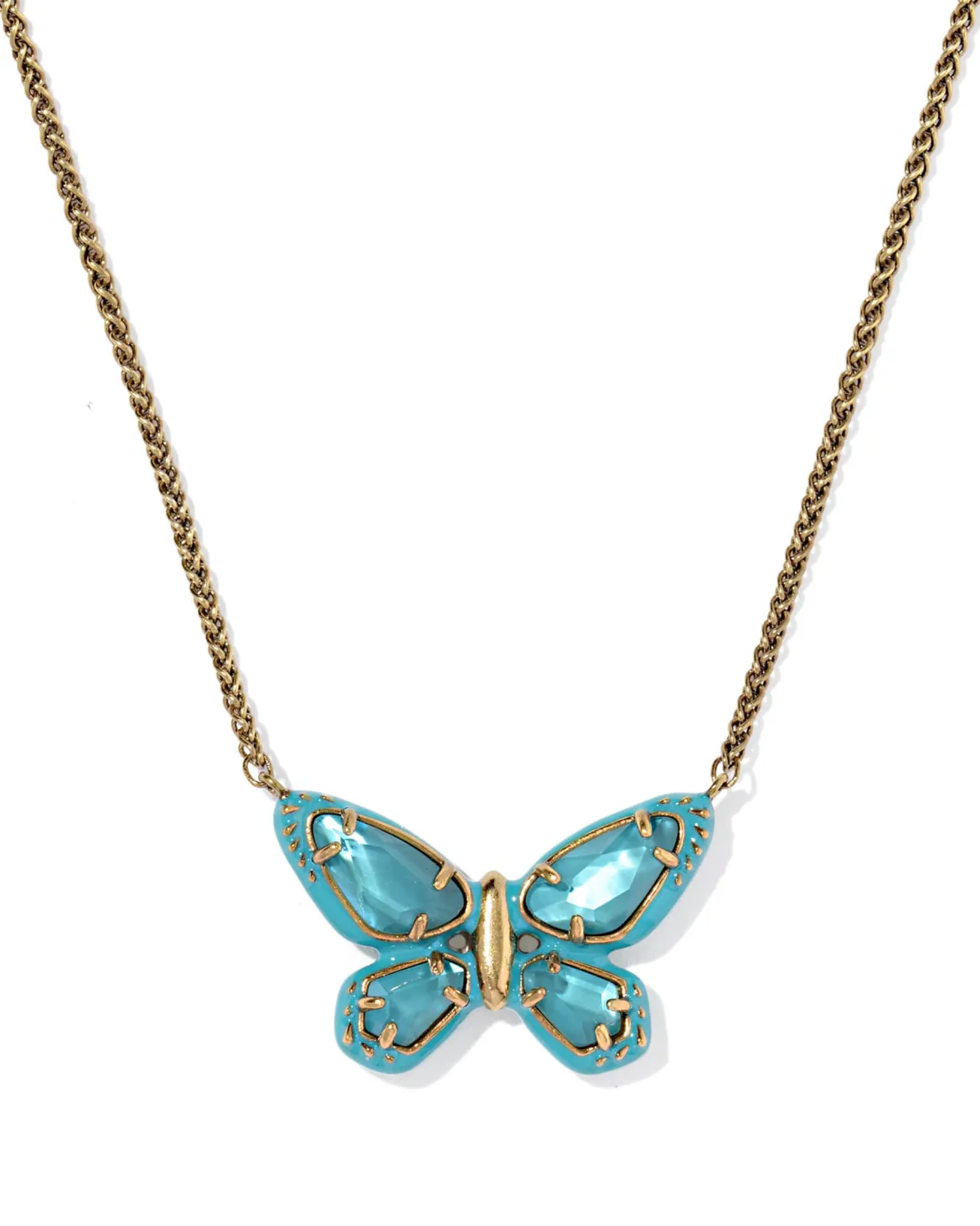 Dolly Parton x Kendra Scott Enamel Butterfly Vintage Gold Short Pendant Necklace