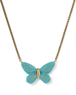Dolly Parton x Kendra Scott Enamel Butterfly Vintage Gold Short Pendant Necklace